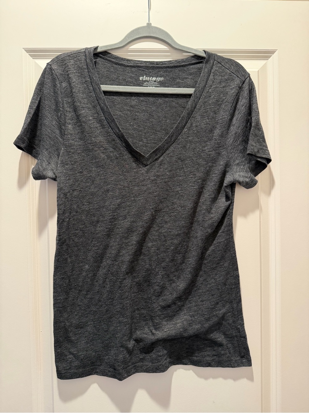 Vintage Charcoal V-Neck Short Sleeve Tee